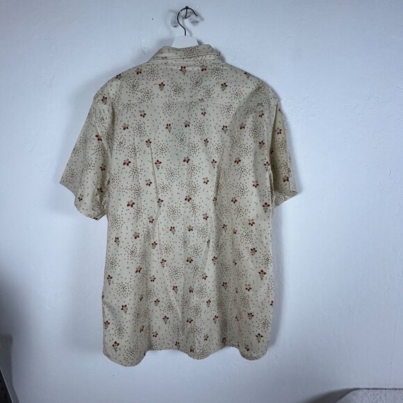 Quiksilver Mens Beige Summer Petals Woven Short Sleeve Button-Up Shirt Large New - Picture 2 of 8